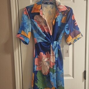Floral Multicolor Wrap Dress